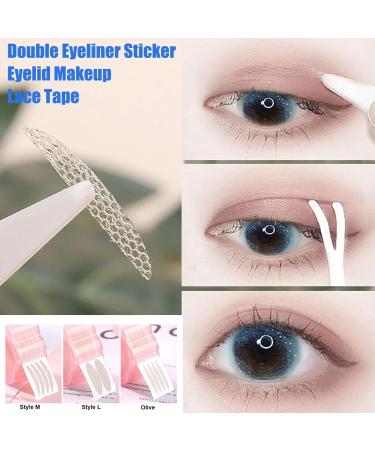 Instant Eyelid Stickers for Droopy Hooded Single Eyelids 1 Roll Double Eyelid Tape Adhesive Invisible Free Lace Mesh Eyelid Lifter Strips with Tweezers and Fork Rod - Buy Online on SooperMarket.com