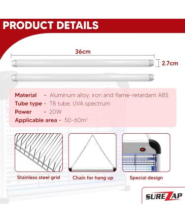 Surezap Electric Insect Kill Mosquito Bug Fly & Other Pests Killer Powerful 2800V Grid 20W Bulbs - Buy Online on SooperMarket.com