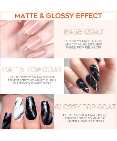 Modelones Matte Gel Top Coat Set - No Wipe, Soak Off Varnish 3x10ml - High Gloss Shiny & Matte Effects - LED Lamp Required - Nail Polish Base & Top Coat - Buy Online on SooperMarket.com