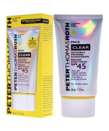 Peter Thomas Roth Max Clear Invisible Sunscreen SPF 45 Primer | Water-Resistant Gel Formula with Silky Finish | 1.7 fl. oz - Buy Online on SooperMarket.com