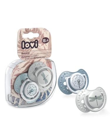 LOVI Dynamic Pacifier 18+ Months | BPA-free Silicone | Botanic Collection | 2 Pack - Blue & Green | International Shipping Available - Buy Online on SooperMarket.com