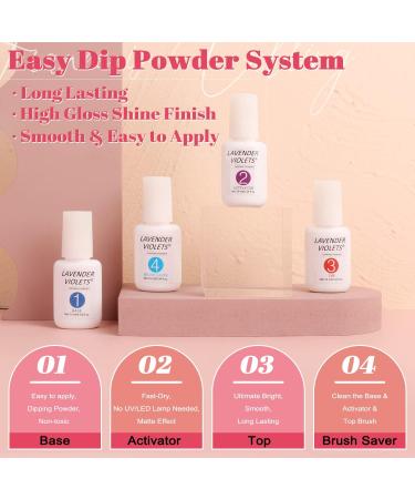 Lavender Violets 20 PCS Fast-Dry Dip-Powder-Nail Kit Skin Pink Gentel Glittery Nude French Nail Dipping Powder Set With Base Activator Top Coat Brush Saver Starter Kit Glossy & Matte Manicure M962 Gentle Skin Pink French Colours - Buy Online on SooperMarket.com
