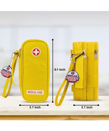 EpiPen Carrying Case - 2 Tier Yellow Insulated Bag for EpiPen, Auvi-Q, Inhaler, Ice Pack - Portable and Secure - Buy Online on SooperMarket.com