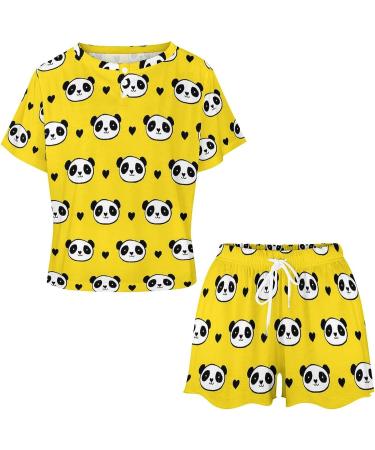 Cute Panda Bear Women's Pajama Set - Short Sleeve Lounge Shirt and Shorts Sleepwear 4X-Large - Buy Online on SooperMarket.com