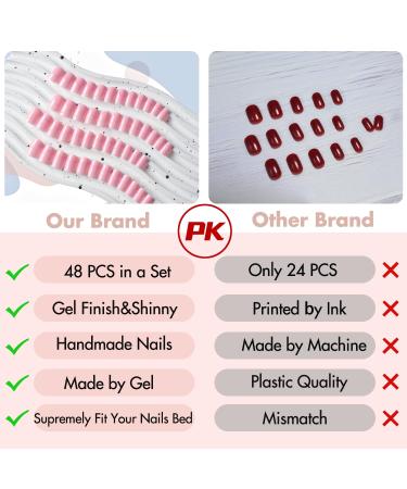 48PCS Reddish Brown Press on Nails - Xcreando Short Square Acrylic Fake Nails Set for Women & Girls | Glossy Wine Red Stick-On & Glue-On False Gel Nails - Buy Online on SooperMarket.com