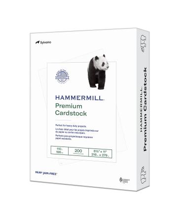 Hammermill White Cardstock  110 Lb  8.5 x 11 Colored Cardstock  1 Pack (200 Sheets) - Thick Card Stock  Made in the USA  168380R 1 Pack | 200 Sheets White