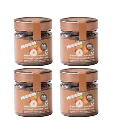 Nut spreads without added sugar and with the highest nut content 4x200g |Made in Italy |Without palm oil vegan gluten-free and genetic engineering free (hazelnut chocolate)