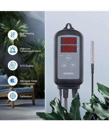 Buy Inkbird ITC-2T Thermostat - Digital Temperature Controller for Terrariums Greenhouses & Reptile Care | Dual Heating Sockets Day/Night Timer & Alarm Function - International Shipping Available - Buy Online on SooperMarket.com