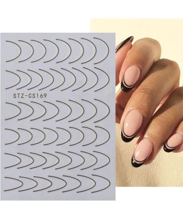 French Line U-Shaped Nail Art Stickers - 8 Sheets Exquisite Decals in Gold, Silver, Black, and Rose Gold for Women and Girls - Buy Online on SooperMarket.com