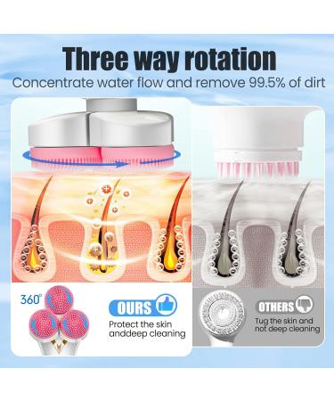 3D Facial Cleansing Brush Electric Face Scrubber with 3 Replacement Heads for Deep Cleaning|Gentle Exfoliate|Tighten Skin (Pink) - Buy Online on SooperMarket.com