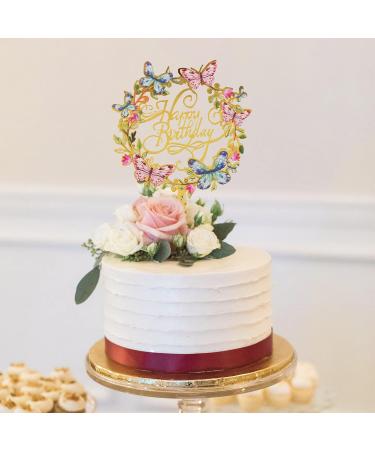 AIBAOBAO 6 Pack Happy Birthday Cake Topper Flowers Cake Toppers Multi-Patterned Acrylic Personalised Cupcake Toppers for Various Birthday Party Girls Kids Baby Wedding Mother Decorations Supplies - Buy Online on SooperMarket.com