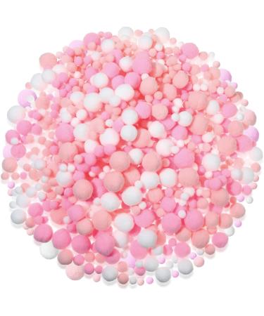 1200 Pcs Craft Pom Poms Multicolor Small Pompom Assorted Colors Mini Puff Ball 1  0.8  0.6  0.4 Inch Art Supplies for Kids DIY Arts and Craft Making Decoration (White  Pink  Light Orange)