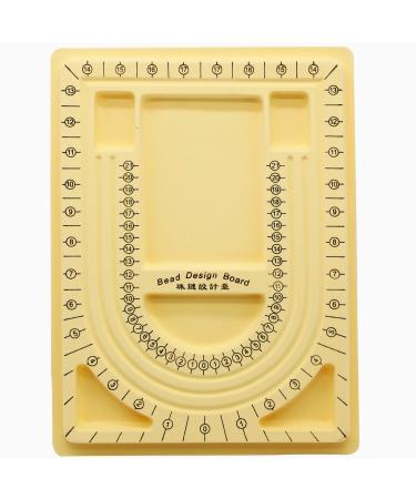 H&W Yellow Bead Board with Flock, 9.5 by 12.9-inch, Design Beading Board Tray DIY Craft Tool for Girl and Necklace Beading Jewelry Designer