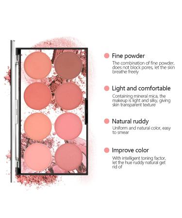 Beteligir 8 Colors Face Blush Palette - Matte & Shimmer Professional Makeup for Women & Girls Lightweight Contour & Highlight - International Shipping Available - Buy Online on SooperMarket.com