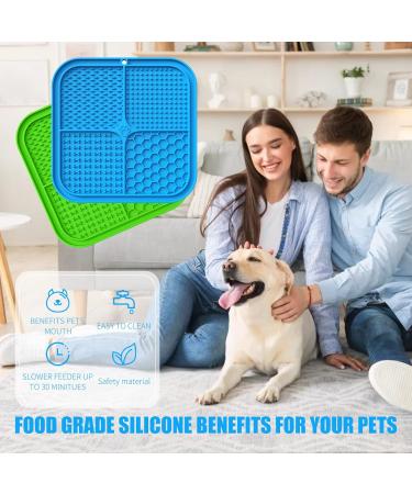 Licky Mats Slow Feeder for Dogs Premium Lick Pad with Suction Cups for Dog Anxiety Relief Slow Feeder Dog Bowls Bathing Grooming and Training 2 Pack (Blue Green) - Buy Online on SooperMarket.com