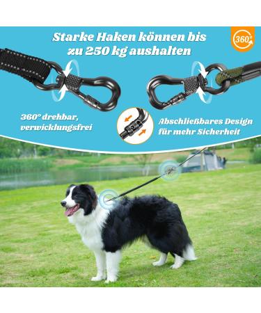 Shop Aystkniet Bungee Drag Line for Dogs | Shock-Absorbing Leash with Padded Handle | 3m to 30m Options | Ideal for Medium & Large Dogs | Reflective & Lockable | Army Green - Buy Online on SooperMarket.com