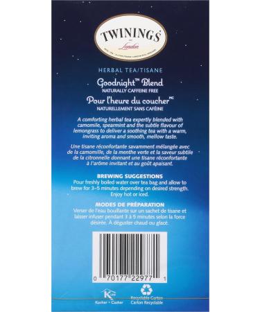 Twinings Goodnight Herbal Blend Individually Wrapped Tea Bags | Camomile Spearmint & Lemongrass | Naturally Caffeine-Free Relaxing Tea | 50 Count (Pack of 6) | Enjoy Hot or Iced Goodnight Blend 50 Count (Pack of 6) - Buy Online on SooperMarket.com