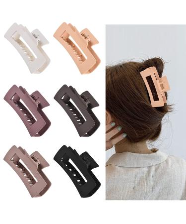 12 Pcs Rectangle Hair Clips Set for Women and Girls - Includes 6 Large Claw Clips for Thick Hair and 6 Small Claw Clips for Thin Hair - Buy Online on SooperMarket.com