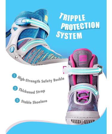 PAPAISON Inline Skates with Light up Wheels - Adjustable Illuminating Roller Skates in Blue & Grey for Kids, Youth, Women, and Men - Large Size - Buy Online on SooperMarket.com