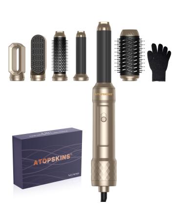 6 in 1 hairstyler set airstyler warm air brush set negative ion hairstyler with a hair dryer round brush blow dryer smooth brush air styler thermal brush hair dryer set Christmas gifts gold