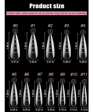 Kalolary 120pcs Clear Dual Nail System - MOOLD ACYLL Stiletto Nail Extension Tips | Nail Art & Manicure Tools in 12 Sizes with Scale Drop Shape - Buy Online on SooperMarket.com
