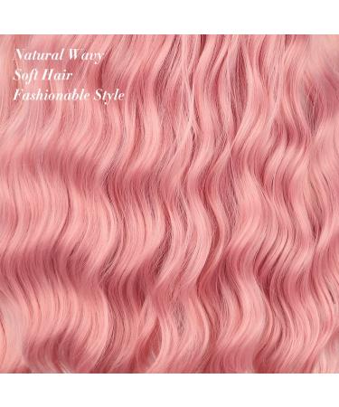 AISI BEAUTY Pink Wig with Bangs - 24 Inch Synthetic Long Wavy Pink Wig for Women - Halloween Cosplay Party Hairpiece - Buy Online on SooperMarket.com