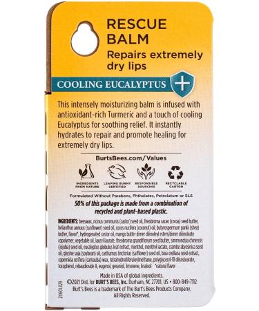 Burt's Bees Lip Balm Rescue Cooling .15 oz - Soothing Lip Care - Buy Online on SooperMarket.com
