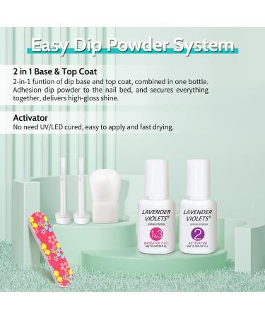Lavender Violets 12 Pcs Dip Powder Nail Kit Spring 2 Summer Colours Lemon Yellow Light Pink Neon Green Blue Dipping Powder Liquid Set 2 in 1 Base & Top Coat Activator Nail Art Manicure M211 Neon Yellow Green - Buy Online on SooperMarket.com