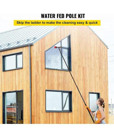 Window Cleaning Pole photovoltaic cleaner Window Cleaning Poles Water Fed Pole Kit Water Fed Cleaning System 3-In-1 Aluminum Outdoor Window Cleaner Water Fed Brush W/Squeegee 55cm Brush Head 4M/13FT - Buy Online on SooperMarket.com