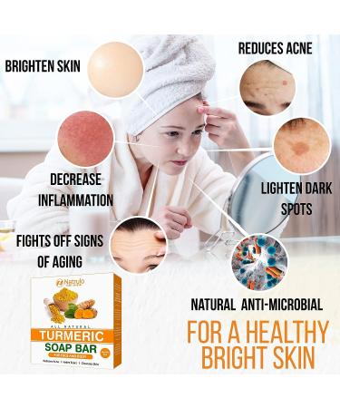 Natural Turmeric Soap Bar for Face & Body | Skin Brightening & Acne Reducing | Dark Spot & Scar Fading Soap | 5oz Bar for All Skin Types - Buy Online on SooperMarket.com
