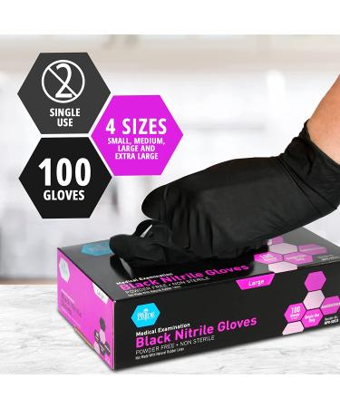 Medpride Black Nitrile Exam Gloves, Large, 100 Count Pack | Latex/Powder-Free, Non-Sterile Exam Gloves - Buy Online on SooperMarket.com