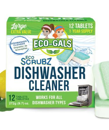 Dishwasher Cleaner Heavy Duty Septic Safe Removal of Odors Limescale Smell Grime and Calcium - 12 Tablets - 12 Month Supply - Unscented