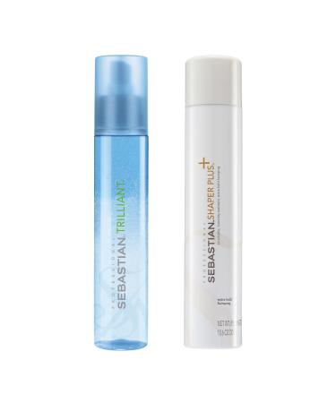 Sebastian Grunge Waves Cocktail Set Trilliant Thermal Protection and Shimmer-Complex Spray 5.07 fl oz Shaper Plus 55% Extra Hold Styling Hairspray 10.6 oz