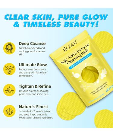 60PCS Turmeric Cleansing Pads with Vitamin B5 & C | Exfoliating Foaming Pads for Glowing Skin | Turmeric Lemon Chamomile Face Treatment - Buy Online on SooperMarket.com