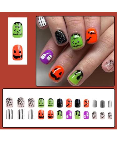 Veeteah Cute Halloween Nails | Artificial Nails Full Stick On Nails False Nails Cute Ghosts Artificial Full Women's Halloween Ghost Press-Ons Fake Nails - Buy Online on SooperMarket.com