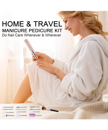 Professional Manicure Pedicure Nail Drill Kit - Cordless Electric Nail File 10 Bits & Bands LED Light 3 Speed Nail Care Tools for Home & Salon - Buy Online on SooperMarket.com