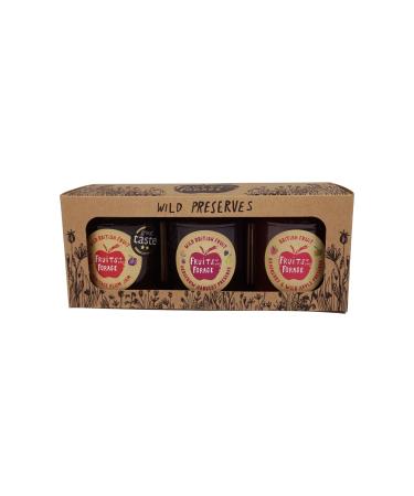 Fruits of the Forage Classic Jam Gift Pack Includes Hedgerow Harvest and Raspberry & Wild Apple Preserve and Heritage Plum Jam Pack of 3 Glass Jars (210g x 210g x 210g) Classic Jam Giftpack