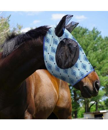 Harrison Howard Fly Mask for Horses - XL Extra-Full Comfortable & UV Protection Light Blue (Nature Aztec) - Best ECommerce Shipping Worldwide - Buy Online on SooperMarket.com