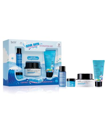 belif Aqua Bomb Dive Into Hydration Set | Korean Skin Care | Korean Moisturizer | Makeup Remover | Korean Toner | Eye Cream | Value Set | Gift Set | Aqua Bomb Cleansing Balm Hydrating Toner Eye Bomb