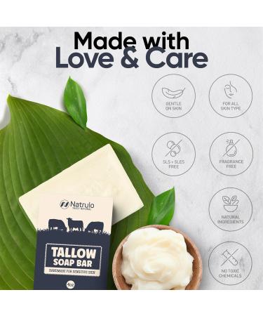 Beef Tallow Soap Bar - All-Natural Unscented Grass-Fed Tallow Soap for Moisturizing Face & Body - Ideal for Eczema & Sensitive Skin - Handcrafted in the USA - Buy Online on SooperMarket.com
