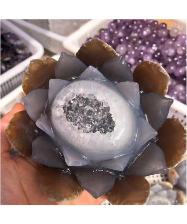Room Decoration Natural Agate Geode Crystals Feng Shui Druzy Gemstones Quartz Water Lotus Ornament for Home Decoration - Buy Online on SooperMarket.com