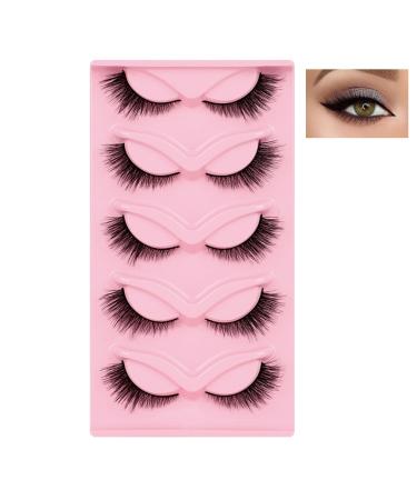 Mink Lashes Natural Look Fluffy Wispy Cat Eye Lashes Pack 5 Pairs of 3D Fairy Fake Pesta as-XF36-5