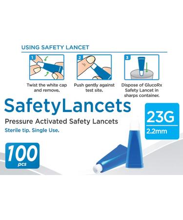 GlucoRx 23g/2.2mm Safety Lancets Total 100 - VAT Relief Eligible in the UK - Buy Online on SooperMarket.com