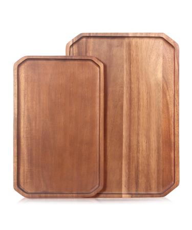 2 pieces large wooden panels serving tablets acaciae wood charcuterie plate for food tray cheese cheese serving board rectangular plates meat charcuterie boards decorative plate fruit tray 14 "x9.5" & 12 "x7.5"