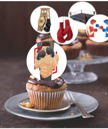 24 x Pre-Cut Boxing 3 Edible Stand up Wafer Paper Cupcake Toppers Cake Decorations Birthday Party Sport Martial Art