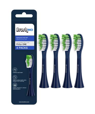 Brushmo Replacement Toothbrush Heads Compatible with Philips Sonicare One Toothbrush for HY1100 Midnight Navy Blue BH1022/04 Brush Head (Midnight Navy Blue) 4 Pack