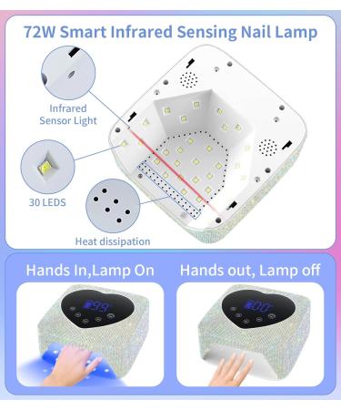Buy HUGMAPLE Cordless UV Nail Lamp - 72W Rechargeable Diamond LED Dryer for Gel Nails | Fast Curing & Touch Control & Auto Sensor | Ideal for Salon & Home - Buy Online on SooperMarket.com