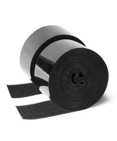 GOHOOK 2 Inch Adhesive Black Hook and Loop Tape - 5 Yards  Heavy Duty Strips/Industrial Strength Sticky Fastener 2 inch 1
