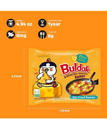 Samyang Hot Chicken Flavour Buldak Noodles Cheese Halal 140g (Pack of 5) - Buy Online on SooperMarket.com