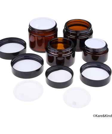 Kare & Kind Refillable Cosmetics Jars Kit | 4 Amber Glass Jars Lids & Labels | Perfect for Creams Oils & Powders - Buy Online on SooperMarket.com